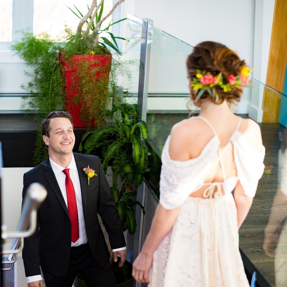 Reclaimed Lace Wedding Dress+ Vintage Slip - Picture 2 of 8
